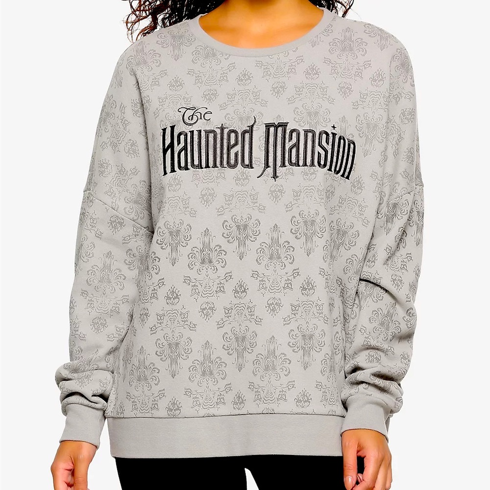 BoxLunch Our Universe Disney Haunted Mansion Crew Neck Grey Sweatshirt